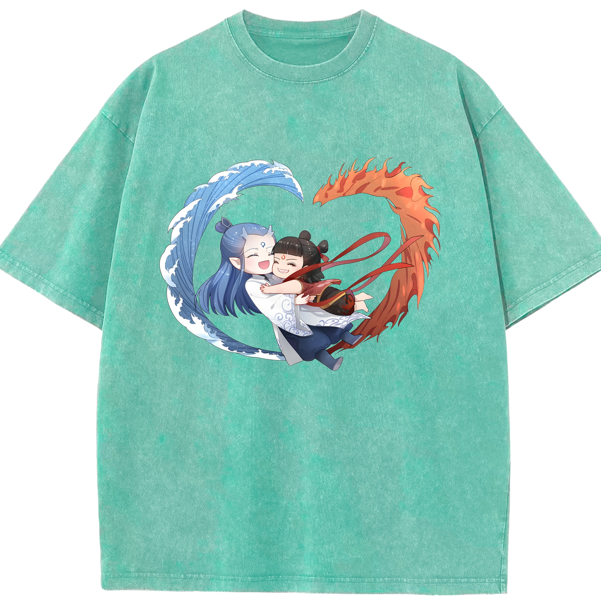 （画像用） Ne Zha 2 ナタ 魔童の大暴れ 綿100% ヴィンテージ風 半袖Tシャツ（フロントプリント）